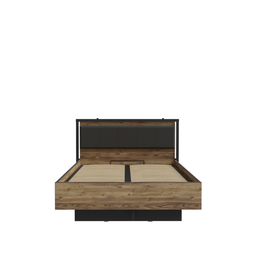 Lit double avec rangement OREN 140x200 cm marron/noir