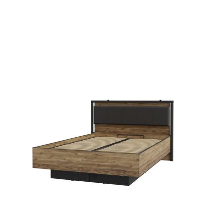 Lit double avec rangement OREN 140x200 cm marron/noir