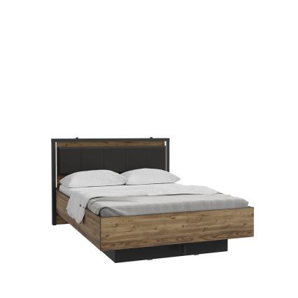 Lit double avec rangement OREN 140x200 cm marron/noir