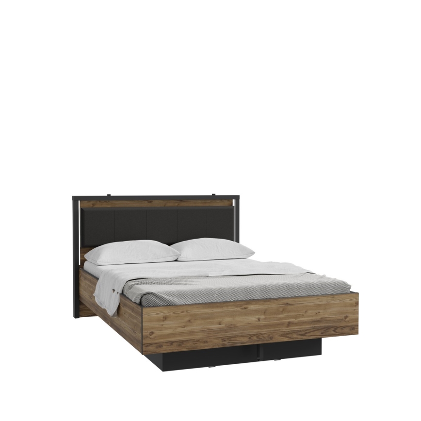 Lit double avec rangement OREN 140x200 cm marron/noir