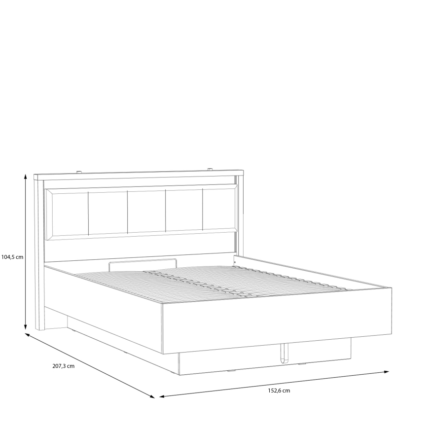 Lit double avec rangement OREN 140x200 cm marron/noir