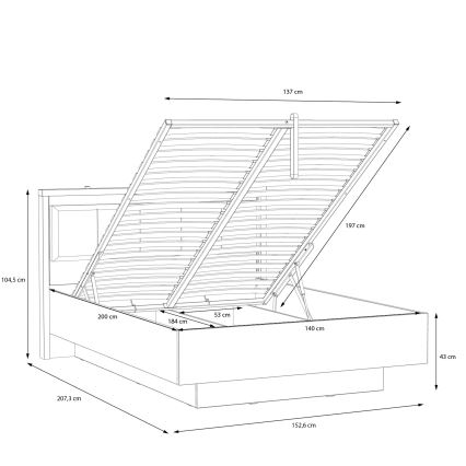 Lit double avec rangement OREN 140x200 cm marron/noir