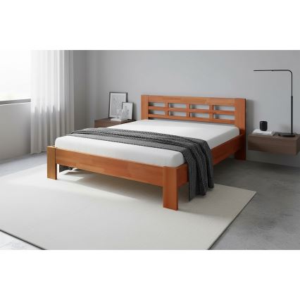Lit double en bois massif ANGELA 180x200 cm noyer clair