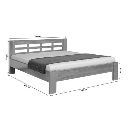 Lit double en bois massif ANGELA 180x200 cm noyer