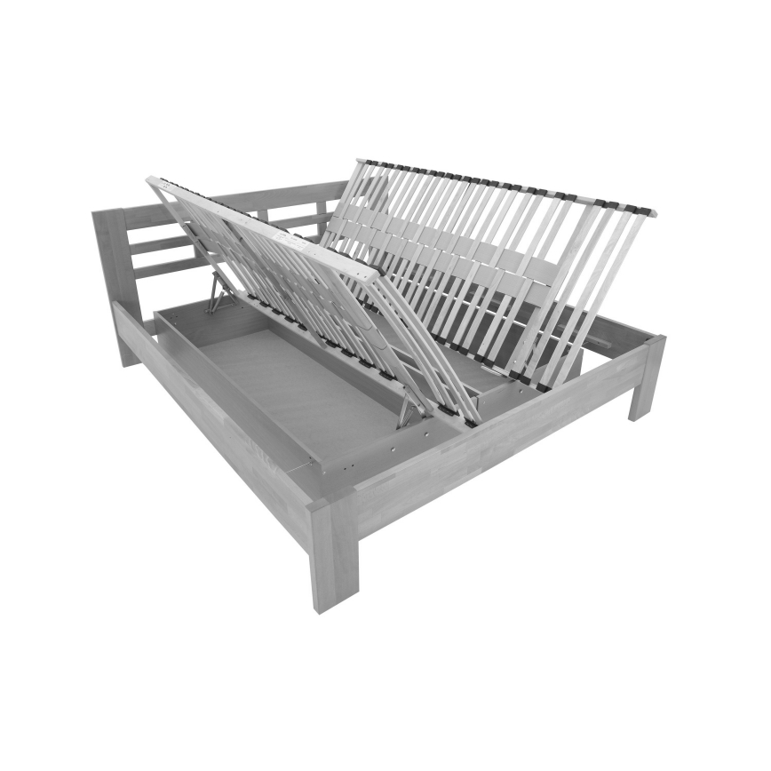 Lit double en bois massif avec espace de rangement ANGELA 180x200 cm blanc