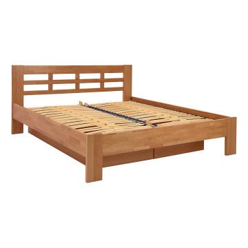 Lit double en bois massif avec espace de rangement ANGELA 180x200 cm prune