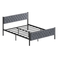 Lit double en métal KAROM 140x200 cm, gris, capacité de charge 200 kg