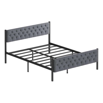 Lit double en métal KAROM 160x200 cm, gris — capacité de charge 200 kg