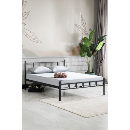 Lit double en métal ORMEL 160 x 200 cm, noir, charge maximale 200 kg