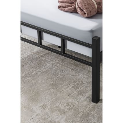 Lit double en métal ORMEL 160 x 200 cm, noir, charge maximale 200 kg