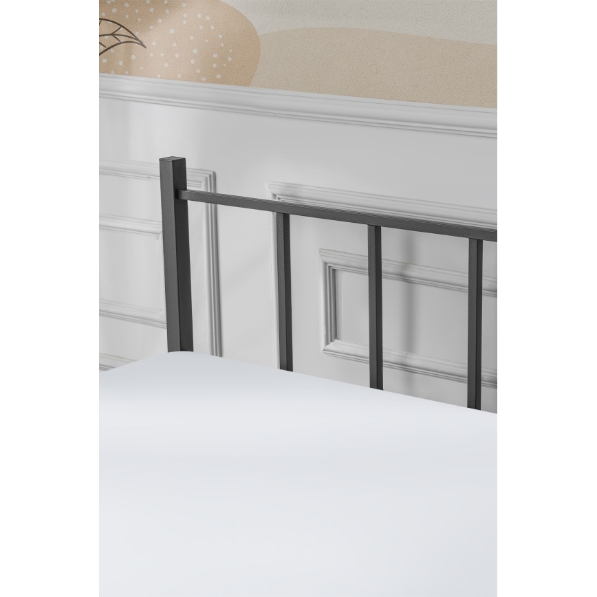 Lit double en métal ORMEL 160 x 200 cm, noir, charge maximale 200 kg