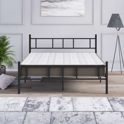 Lit double métallique PIRON 120x200 cm, noir — charge maximale 120 kg