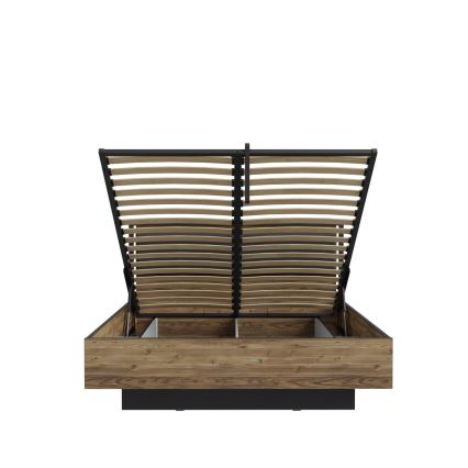 Lit double OREN 160 x 200 cm avec rangement intégré, brun/noir