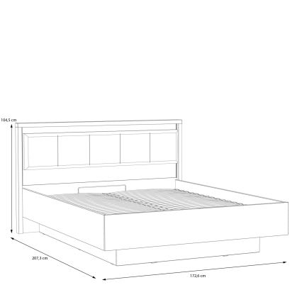 Lit double OREN 160 x 200 cm avec rangement intégré, brun/noir