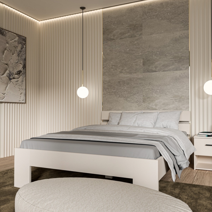 Lit double PIROA 160 x 200 cm, beige