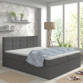 Lit double rembourré avec matelas et surmatelas, espace de rangement EMBER 160x200 cm anthracite