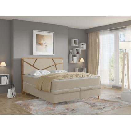 Lit tapissé avec matelas et espace de rangement NAOMI 160x200 cm beige