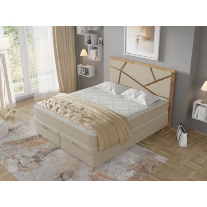 Lit tapissé avec matelas et espace de rangement NAOMI 160x200 cm beige