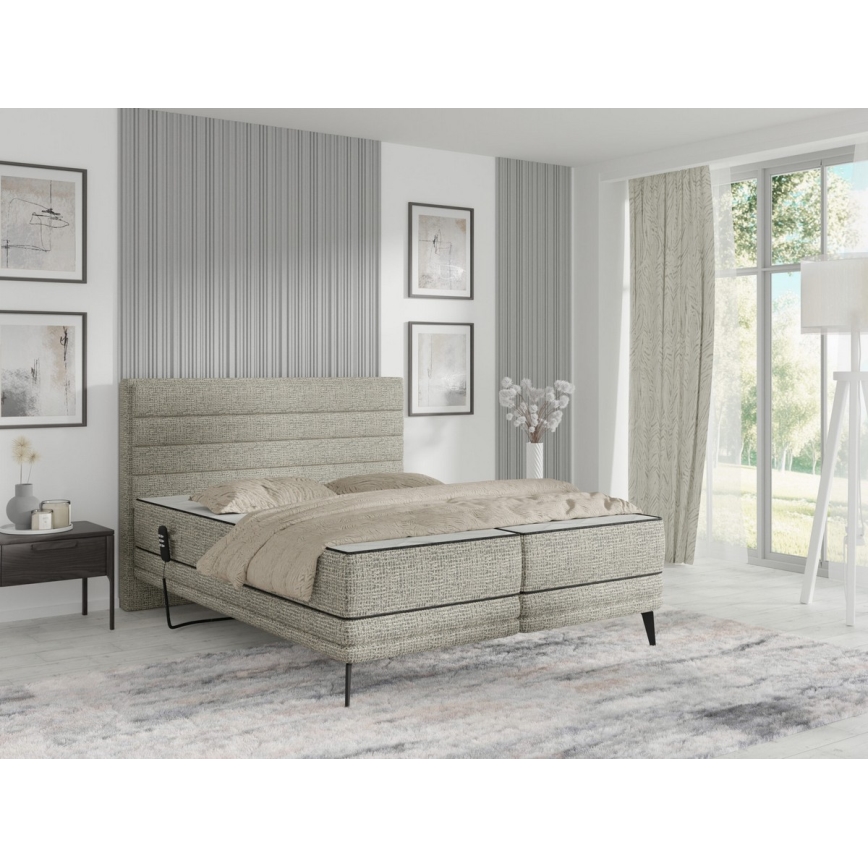Lit électrique rembourré avec réglage de position et matelas MILA 160x200 cm gris