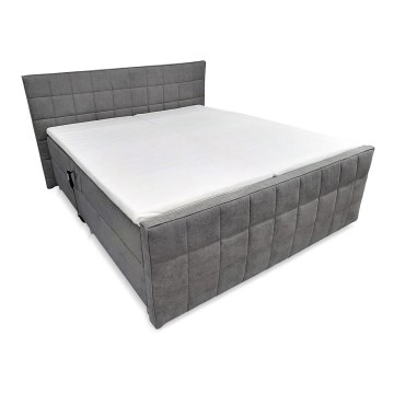 Lit électrique rembourrée avec réglage électrique, matelas et surmatelas HELEN 180x200 cm gris