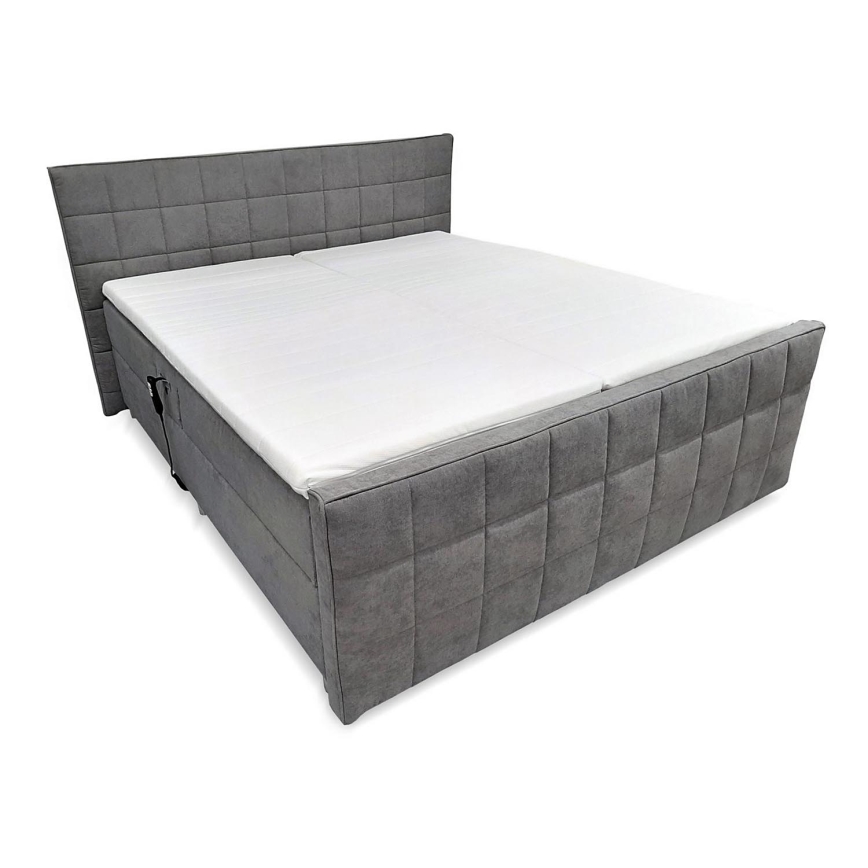 Lit électrique rembourrée avec réglage électrique, matelas et surmatelas HELEN 180x200 cm gris