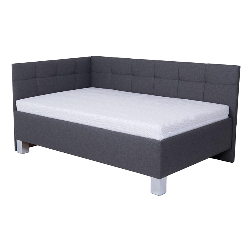 Lit et rembourré avec espace de rangement sans matelas MARIA PETITE 120x200 cm gris