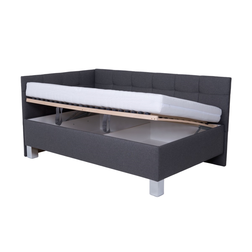 Lit et rembourré avec espace de rangement sans matelas MARIA PETITE 120x200 cm gris