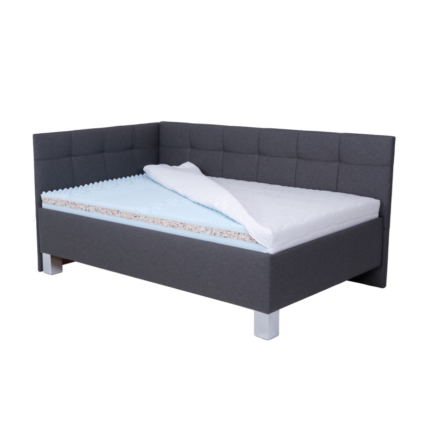 Lit et rembourré avec espace de rangement sans matelas MARIA PETITE 120x200 cm gris