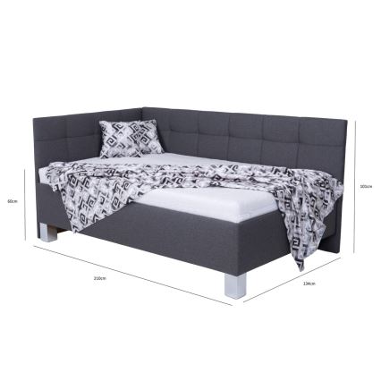 Lit et rembourré avec espace de rangement sans matelas MARIA PETITE 120x200 cm gris