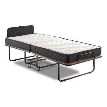 Lit pliant en métal avec matelas HERON 90 x 204 cm, blanc