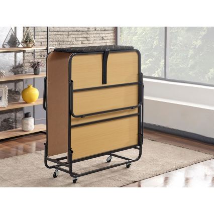 Lit pliant en métal avec matelas HERON 90 x 204 cm, blanc