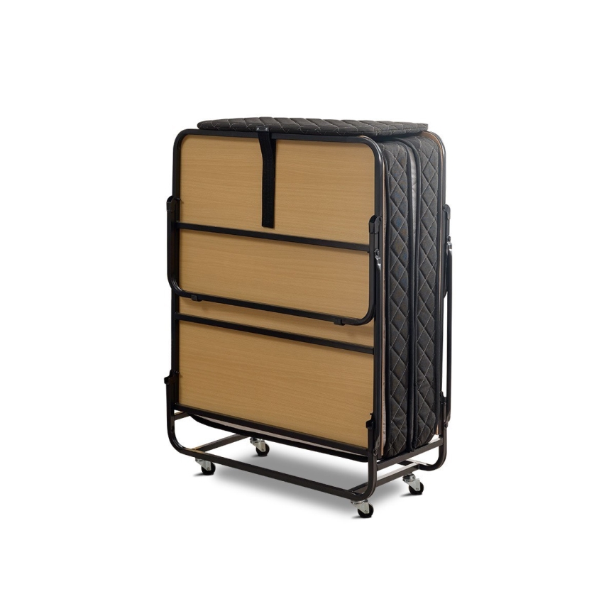 Lit pliant en métal avec matelas HERON 90 x 204 cm, blanc