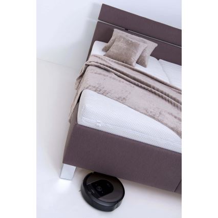 Lit rembourré ALIS 160 x 200 cm avec matelas et coffre de rangement, marron