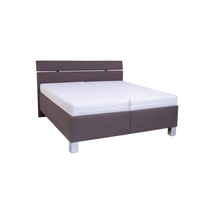 Lit rembourré ALIS 160 x 200 cm avec matelas et coffre de rangement, marron