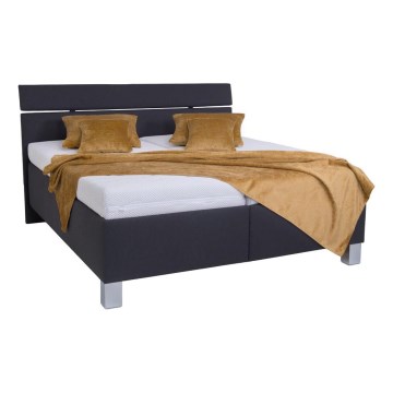 Lit rembourré ALIS 160x200 cm avec matelas et coffre de rangement, anthracite
