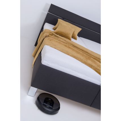 Lit rembourré ALIS 160x200 cm avec matelas et coffre de rangement, anthracite