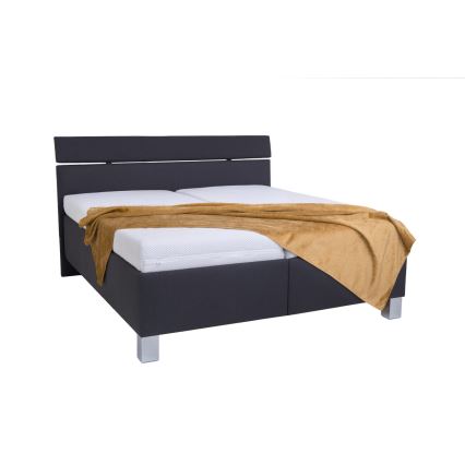 Lit rembourré ALIS 160x200 cm avec matelas et coffre de rangement, anthracite