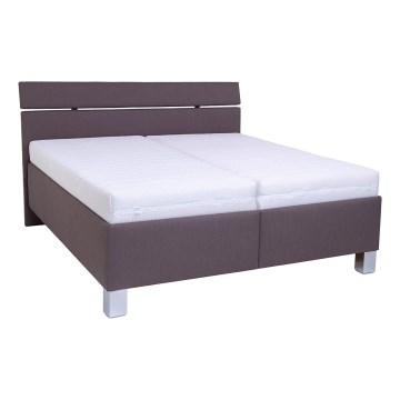 Lit rembourré ALIS 160x200 cm avec matelas et coffre de rangement, marron