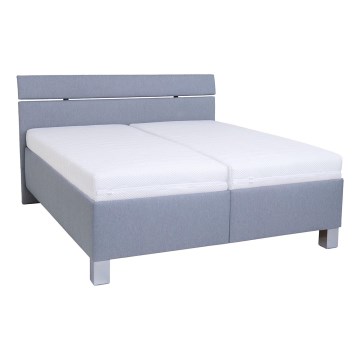 Lit rembourré ALIS 160x200 cm avec matelas et espace de rangement, gris clair