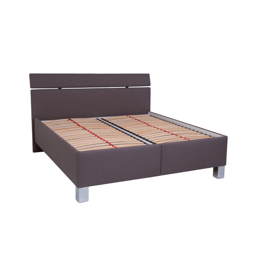 Lit rembourré avec coffre de rangement ALIS 160x200 cm, sans matelas, marron