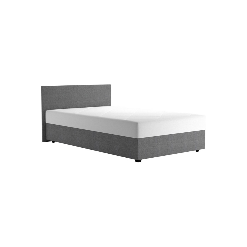Lit rembourré avec coffre de rangement et matelas DARIA 120x200 cm gris