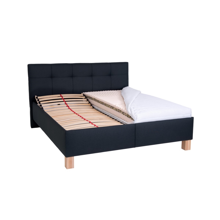 Lit rembourré avec espace de rangement sans matelas MARIA 160x200 cm anthracite