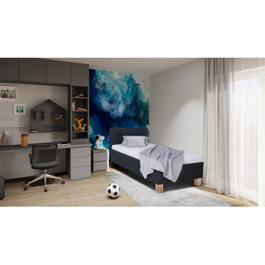 Lit rembourré avec espace de rangement sans matelas MARIA ONE 90x200 cm anthracite