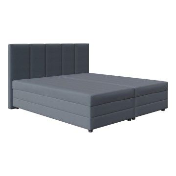 Lit rembourré avec matelas à ressorts et coffre de rangement ISABEL 160 x 200 cm, gris
