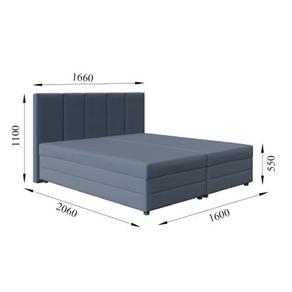 Lit rembourré avec matelas à ressorts et coffre de rangement ISABEL 160 x 200 cm, gris