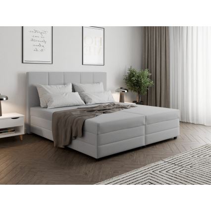 Lit rembourré avec matelas à ressorts et espace de stockage ISABEL 180x200 gris clair
