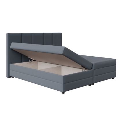 Lit rembourré avec matelas à ressorts et espace de stockage ISABEL 180x200 gris