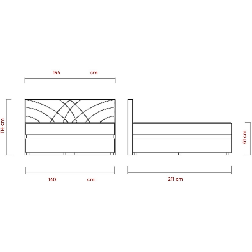 Lit rembourré avec matelas et coffre de rangement GINA 140x200 cm beige