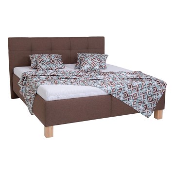 Lit rembourré avec matelas et coffre de rangement MARIA 160x200 cm marron