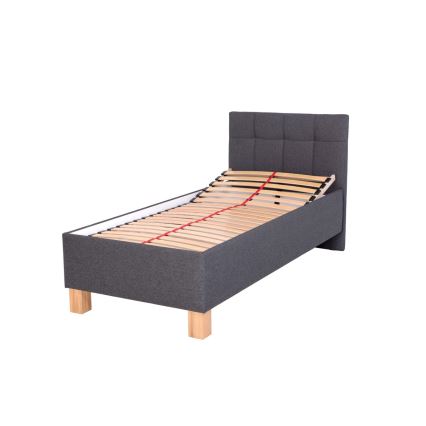 Lit rembourré avec matelas et coffre de rangement MARIA ONE 90x200 cm gris